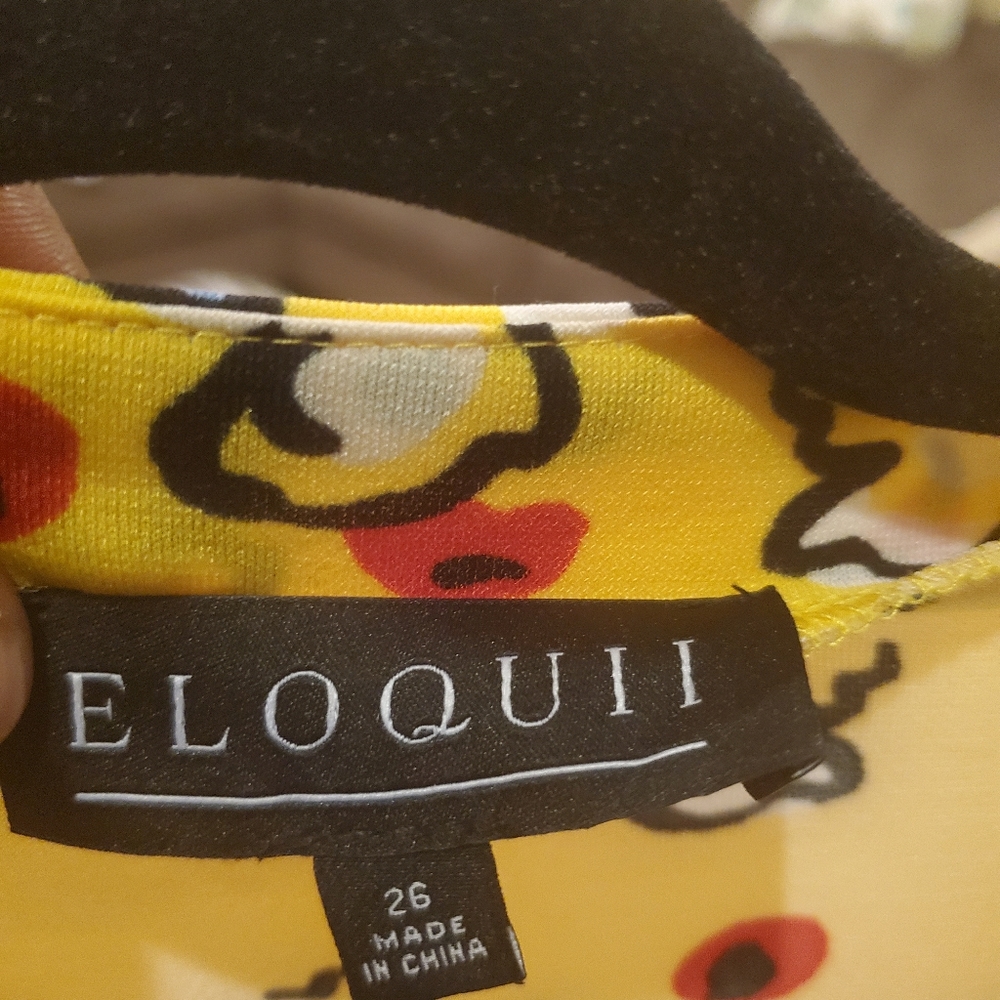 Eloquii Brand Plus Floral Tie Neck Midi Dress